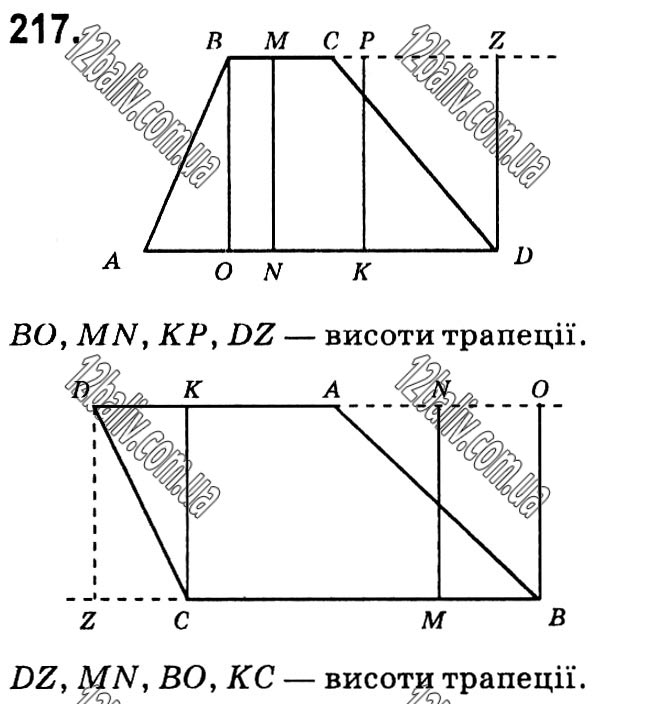 Завдання № 217 - § 1. Чотирикутники - ГДЗ Геометрія 8 клас А.Г. Мерзляк, В.Б. Полонський, М.С. Якір 2021 