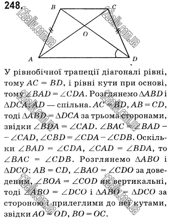 Завдання № 248 - § 1. Чотирикутники - ГДЗ Геометрія 8 клас А.Г. Мерзляк, В.Б. Полонський, М.С. Якір 2021 