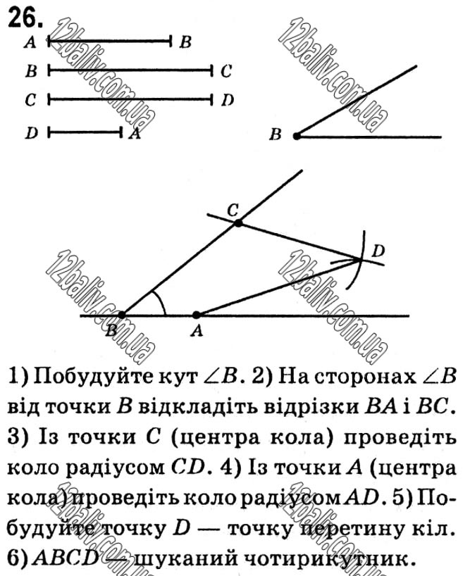 Завдання № 26 - § 1. Чотирикутники - ГДЗ Геометрія 8 клас А.Г. Мерзляк, В.Б. Полонський, М.С. Якір 2021 