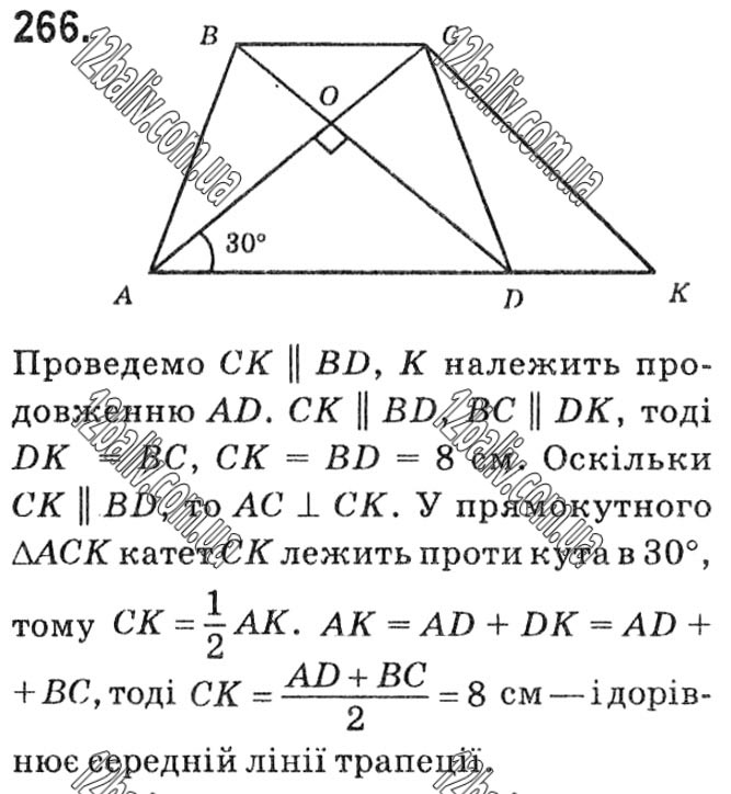 Завдання № 266 - § 1. Чотирикутники - ГДЗ Геометрія 8 клас А.Г. Мерзляк, В.Б. Полонський, М.С. Якір 2021 