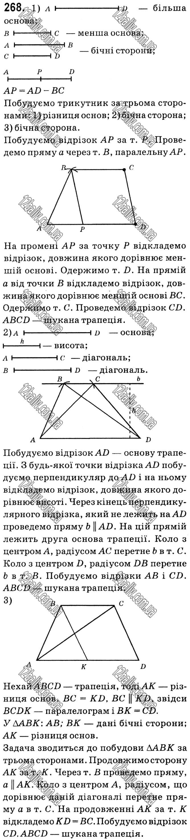 Завдання № 268 - § 1. Чотирикутники - ГДЗ Геометрія 8 клас А.Г. Мерзляк, В.Б. Полонський, М.С. Якір 2021 