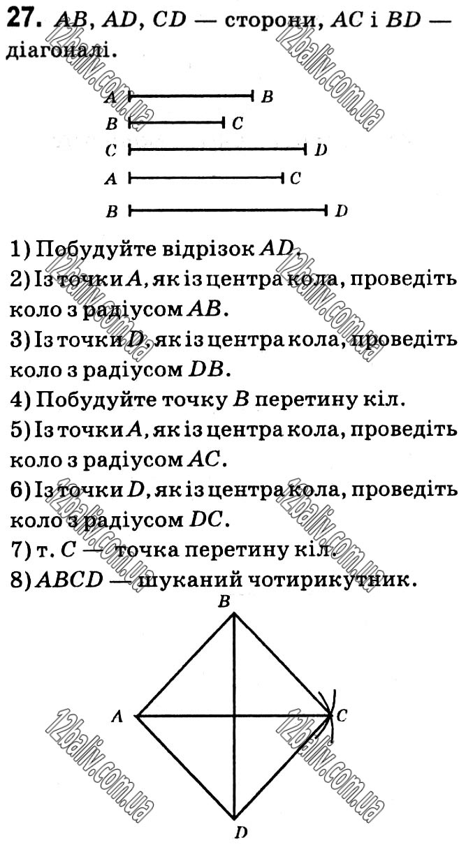 Завдання № 27 - § 1. Чотирикутники - ГДЗ Геометрія 8 клас А.Г. Мерзляк, В.Б. Полонський, М.С. Якір 2021 