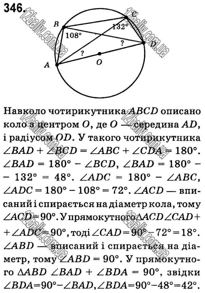 Завдання № 346 - § 1. Чотирикутники - ГДЗ Геометрія 8 клас А.Г. Мерзляк, В.Б. Полонський, М.С. Якір 2021 