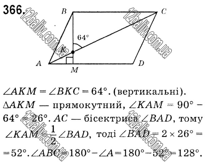 Завдання № 366 - § 1. Чотирикутники - ГДЗ Геометрія 8 клас А.Г. Мерзляк, В.Б. Полонський, М.С. Якір 2021 