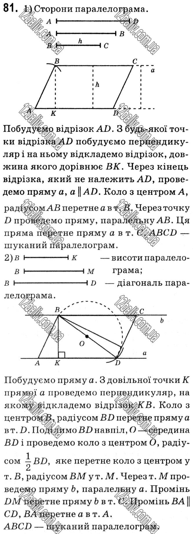 Завдання № 81 - § 1. Чотирикутники - ГДЗ Геометрія 8 клас А.Г. Мерзляк, В.Б. Полонський, М.С. Якір 2021 