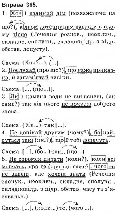 Завдання № 365 - § 33. Мовні аспекти вивчення речення (порядок слів у реченні, граматична основа, види речень) - ГДЗ Українська мова 9 клас О.П. Глазова 2017