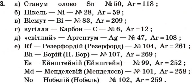 Завдання № 3 - § 6. Атомна одиниця маси. Відносна атомна маса хімічних елементів. Періодична система хімічних елементів Д.І. Менделєєва - ГДЗ Хімія 7 клас Г.А. Лашевська 2007