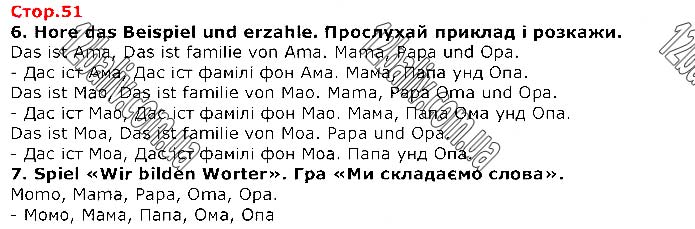 Завдання №  Стр.51 - LEKTION 4. Meine Familie • Моя родина - ГДЗ Німецька мова 1 клас С. І. Сотникова,  Г. В. Гоголєва 2018 