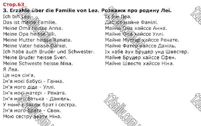 Завдання №  Стр.63 - LEKTION 4. Meine Familie • Моя родина - ГДЗ Німецька мова 1 клас С. І. Сотникова,  Г. В. Гоголєва 2018 