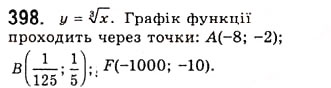Завдання № 398 - Функція [y = \sqrt[n]{x}\](у = арифметичний корінь п-ого степеня з х) - ГДЗ Алгебра 10 клас А.Г. Мерзляк, Д.А. Номіровський, В.Б. Полонський, М.С. Якір 2010 - Академічний рівень