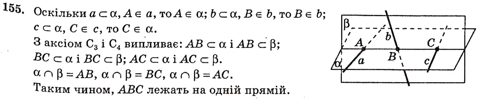 Завдання № 155 - § 4. Аксіоми стереометрії та їх наслідки - ГДЗ Геометрія 10 клас Г.П. Бевз, В.Г. Бевз, Н.Г. Владимирова 2010 - Профільний рівень