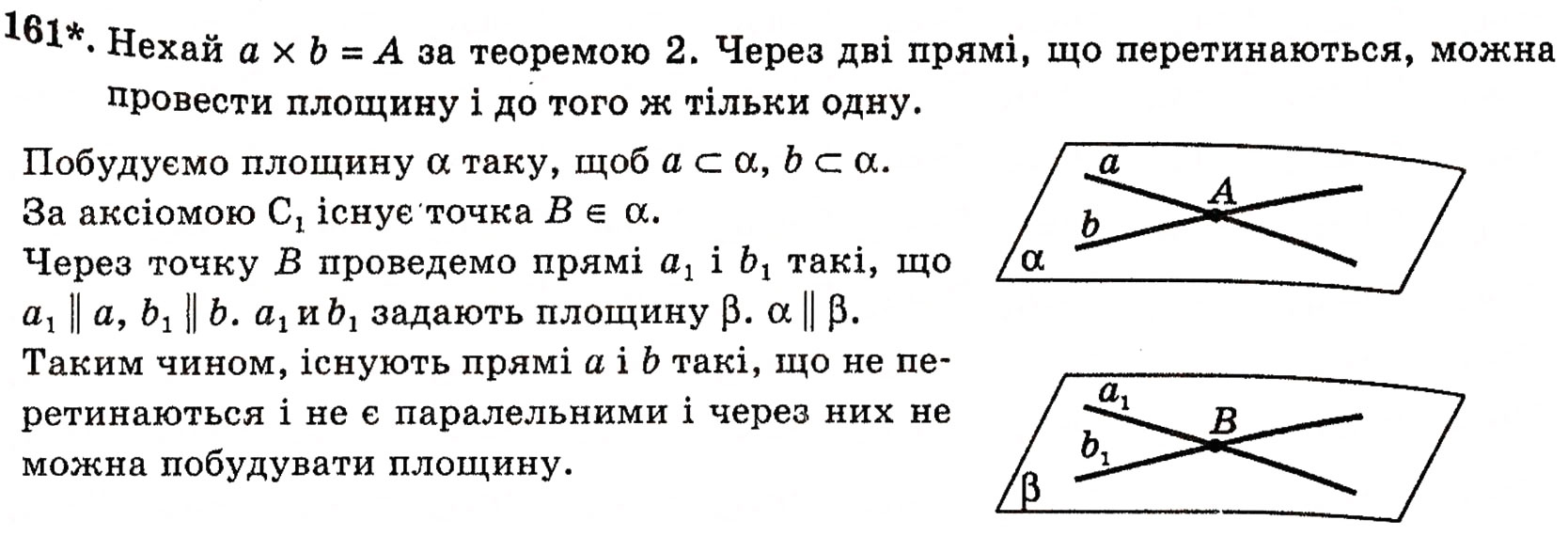 Завдання № 161 - § 4. Аксіоми стереометрії та їх наслідки - ГДЗ Геометрія 10 клас Г.П. Бевз, В.Г. Бевз, Н.Г. Владимирова 2010 - Профільний рівень
