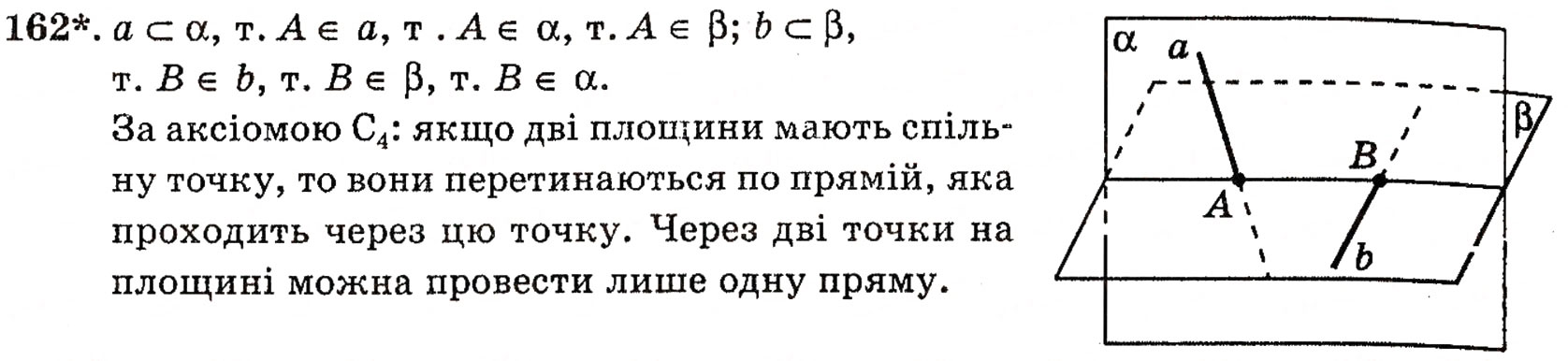 Завдання № 162 - § 4. Аксіоми стереометрії та їх наслідки - ГДЗ Геометрія 10 клас Г.П. Бевз, В.Г. Бевз, Н.Г. Владимирова 2010 - Профільний рівень