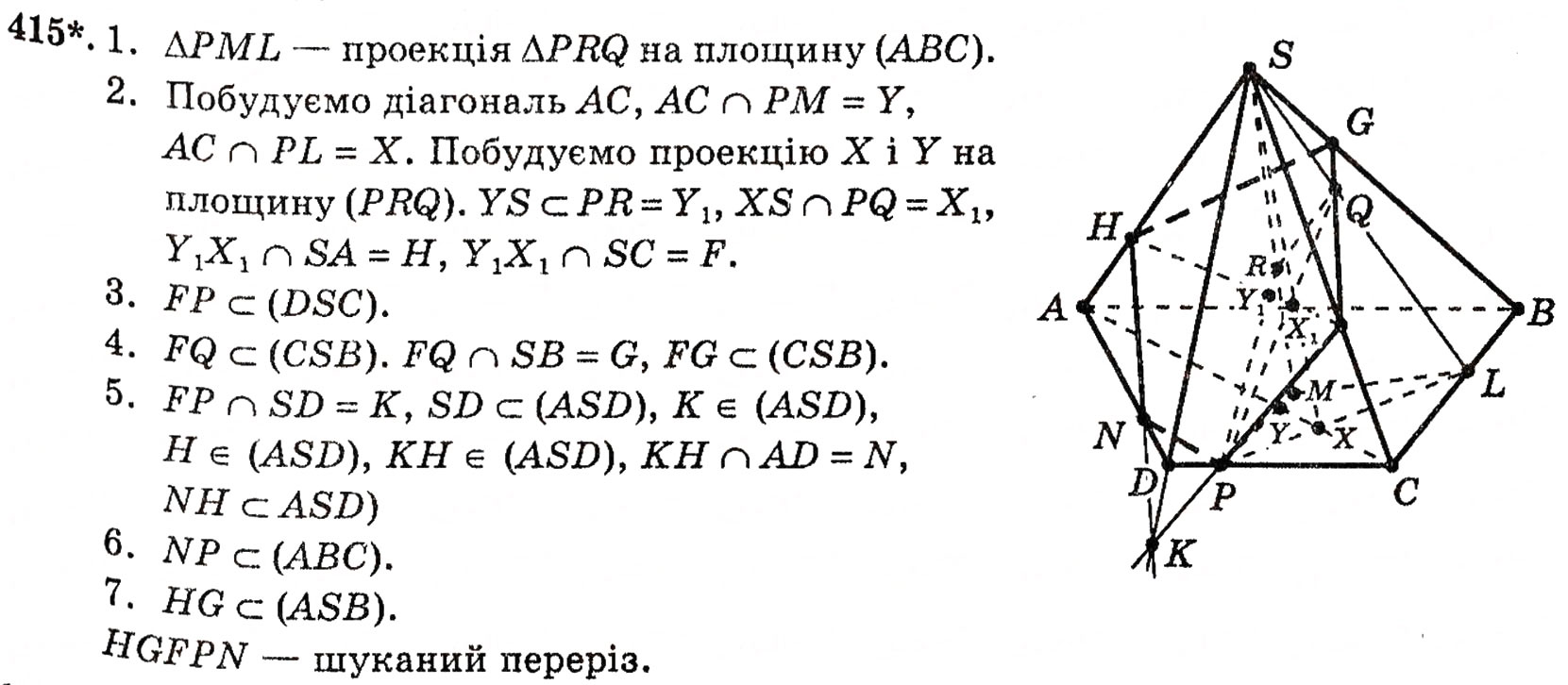 Завдання № 415 - § 11. Методи побудови перерізів многогранників - ГДЗ Геометрія 10 клас Г.П. Бевз, В.Г. Бевз, Н.Г. Владимирова 2010 - Профільний рівень