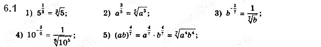 Завдання № 6.1 - 6. Означення та властивості степеня з раціональним показником - ГДЗ Математика 10 клас А.Г. Мерзляк, Д.А. Номіровський, В.Б. Полонський, М.С.Якір 2018 - Рівень стандарту