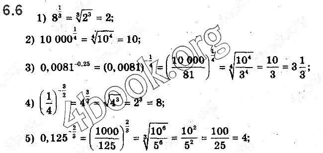 Завдання № 6.6 - 6. Означення та властивості степеня з раціональним показником - ГДЗ Математика 10 клас А.Г. Мерзляк, Д.А. Номіровський, В.Б. Полонський, М.С.Якір 2018 - Рівень стандарту