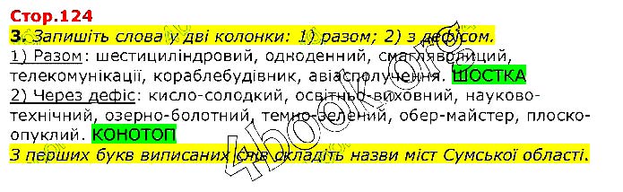 Завдання №  Стр.124 (3) - 41. Складни слова - 42. Іншомовні слова - ОРФОЕПІЧНА НОРМА - ГДЗ Українська мова 10 клас О.М. Авраменко 2018 