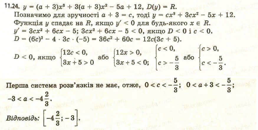 Завдання № 24 - 11. Ознаки зростання і спадання функції - ГДЗ Алгебра 11 клас А.Г. Мерзляк, Д.А. Номіровський, В.Б. Полонський, М.С. Якір 2011 - Академічний, профільний рівні