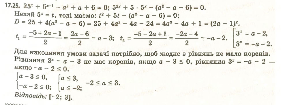 Завдання № 25 - 17. Показникові рівняння - ГДЗ Алгебра 11 клас А.Г. Мерзляк, Д.А. Номіровський, В.Б. Полонський, М.С. Якір 2011 - Академічний, профільний рівні