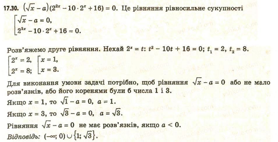 Завдання № 30 - 17. Показникові рівняння - ГДЗ Алгебра 11 клас А.Г. Мерзляк, Д.А. Номіровський, В.Б. Полонський, М.С. Якір 2011 - Академічний, профільний рівні