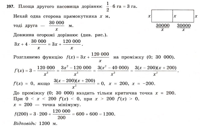 Завдання № 397 - § 11. Найбільші та найменші значення функції - ГДЗ Математика 11 клас Г.П. Бевз, В.Г. Бевз 2011 - Рівень стандарту