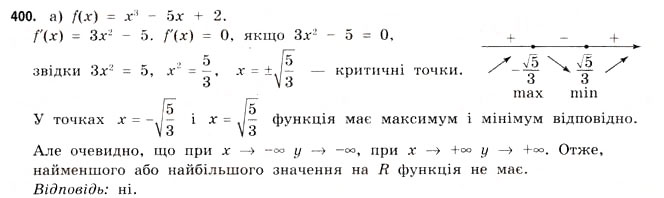 Завдання № 400 - § 11. Найбільші та найменші значення функції - ГДЗ Математика 11 клас Г.П. Бевз, В.Г. Бевз 2011 - Рівень стандарту