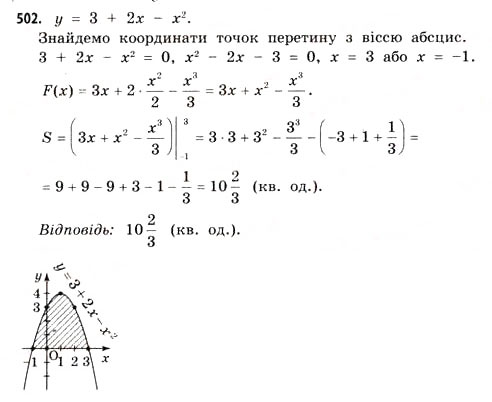 Завдання № 502 - § 14. Площа підграфіка - ГДЗ Математика 11 клас Г.П. Бевз, В.Г. Бевз 2011 - Рівень стандарту