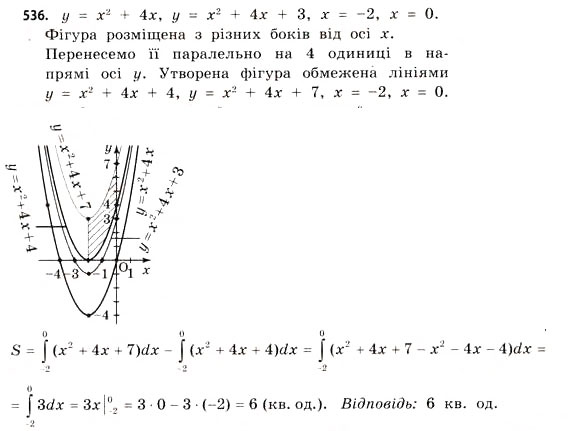 Завдання № 536 - § 15. Інтеграл - ГДЗ Математика 11 клас Г.П. Бевз, В.Г. Бевз 2011 - Рівень стандарту