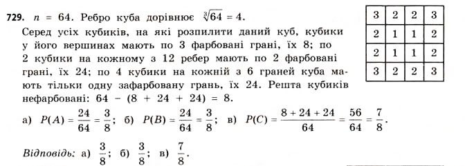 Завдання № 729 - § 22. Випадкові події та їх імовірності - ГДЗ Математика 11 клас Г.П. Бевз, В.Г. Бевз 2011 - Рівень стандарту