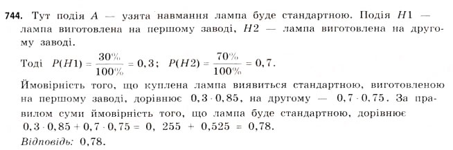 Завдання № 744 - § 22. Випадкові події та їх імовірності - ГДЗ Математика 11 клас Г.П. Бевз, В.Г. Бевз 2011 - Рівень стандарту