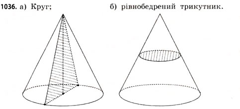 Завдання № 1036 - § 32. Конуси - ГДЗ Математика 11 клас Г.П. Бевз, В.Г. Бевз 2011 - Рівень стандарту