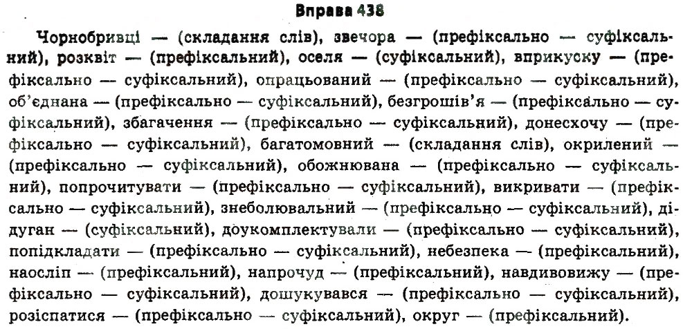 Завдання № 438 - § 24. Будова слова. Словотвір - ГДЗ Українська мова 11 клас Н.В. Бондаренко 2011