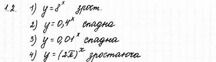 Завдання № 1.2 - 1. Степінь з довільним дійсним показником - АЛГЕБРА: Розділ 1. Показникова та логарифмічна функції - ГДЗ Математика 11 клас О. С. Істер 2019 