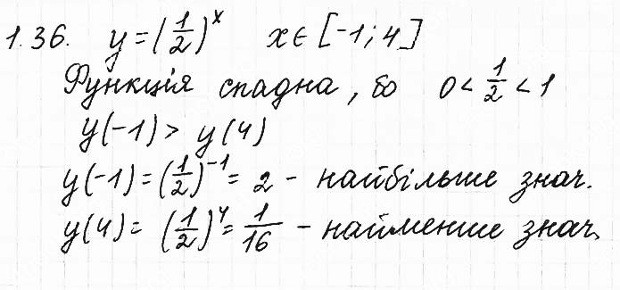 Завдання №  1.36 - 1. Степінь з довільним дійсним показником - АЛГЕБРА: Розділ 1. Показникова та логарифмічна функції - ГДЗ Математика 11 клас О. С. Істер 2019 