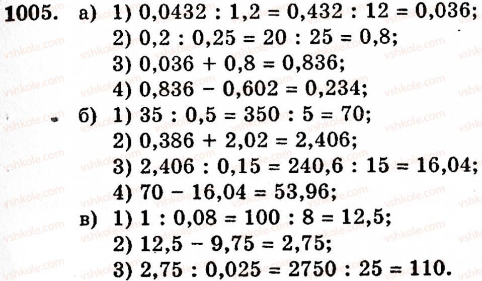 Завдання № 1005 - § 6. Множення і ділення десяткових дробів. Відсотки - ГДЗ Математика 5 клас Г.М. Янченко, В.Р. Кравчук 2010
