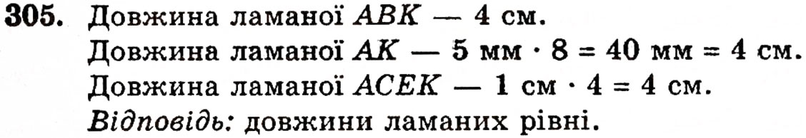 Завдання № 305 - § 6. Відрізки, ламані та їх довжини - ГДЗ Математика 5 клас Г.П. Бевз, В.Г. Бевз 2005