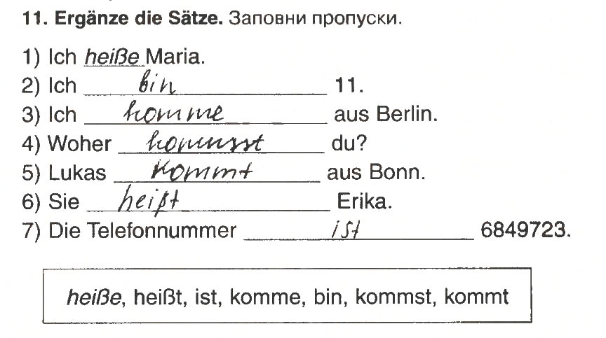 Завдання № 11 - MODUL 1. MACHEN WIR UNS BEKANNT! - ГДЗ Німецька мова 5 клас М.М. Сидоренко, О.А. Палій 2013 - Робочий зошит