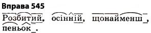 Завдання № 545 - § 38. Основа слова (корінь, суфікс, префікс) і закінчення значущі частини слова. Спільнокореневі слова й форми слова - ГДЗ Українська мова 5 клас О.П. Глазова 2013