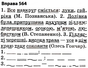 Завдання № 564 - § 40. Повторення вивченого впродовж року - ГДЗ Українська мова 5 клас О.П. Глазова 2013