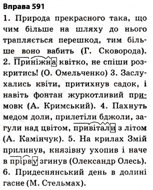Завдання № 591 - § 40. Повторення вивченого впродовж року - ГДЗ Українська мова 5 клас О.П. Глазова 2013