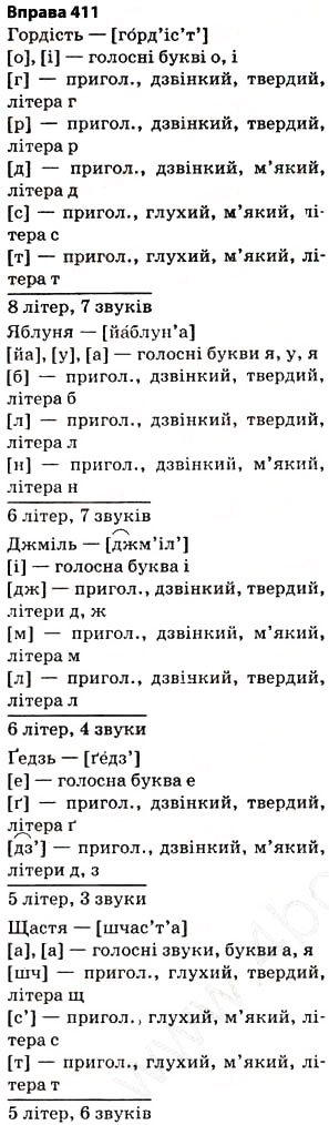 Завдання № 411 - § 29. Правила вживання знака м’якшення - ГДЗ Українська мова 5 клас О.П. Глазова 2013