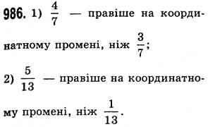 Завдання № 986 - § 29. Порівняння звичайних дробів з однаковими знаменниками - ГДЗ Математика 5 клас О.С. Істер 2013