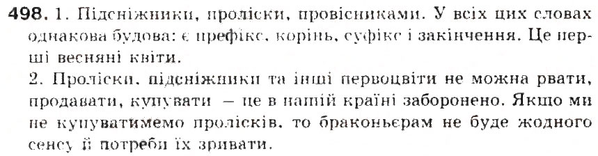 Завдання № 498 - § 53. Основа слова (корінь, суфікс, префікс) і закінчення - значущі частини слова. Спільнокореневі слова - ГДЗ Українська мова 5 клас С.Я. Єрмоленко, В.Т. Сичова 2013