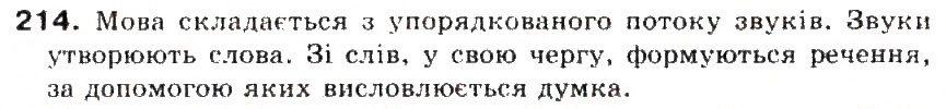 Завдання № 214 - § 23. Звуки мови. Голосні і приголосні звуки - ГДЗ Українська мова 5 клас С.Я. Єрмоленко, В.Т. Сичова 2013
