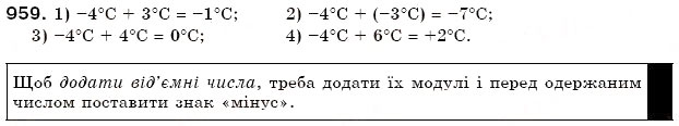 Завдання № 959 - 33. Додавання раціональних чисел - ГДЗ Математика 6 клас А.Г. Мерзляк, В.Б. Полонський, М.С. Якір 2006