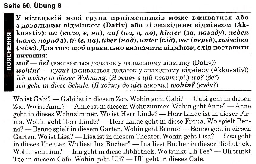 Завдання № s60u8 - Der Mensch. Sein Haus und seine Wohnung (Stunden 1-10) - ГДЗ Німецька мова 6 клас Н.П. Басай 2006