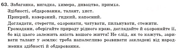 Завдання № 63 - § 5. Групи слів за походженням: власне українські та запозичені слова - ГДЗ Українська мова 6 клас О.П. Глазова, Ю.Б. Кузнецов 2006