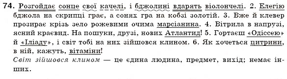 Завдання № 74 - § 5. Групи слів за походженням: власне українські та запозичені слова - ГДЗ Українська мова 6 клас О.П. Глазова, Ю.Б. Кузнецов 2006