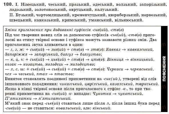 Завдання № 188 - § 12. Зміни приголосних за творення слів - ГДЗ Українська мова 6 клас О.П. Глазова, Ю.Б. Кузнецов 2006