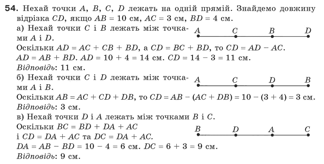 Завдання № 54 - § 2. Відрізки та їх довжини - ГДЗ Геометрія 7 клас Г.П. Бевз, В.Г. Бевз, Н.Г. Владімірова 2007